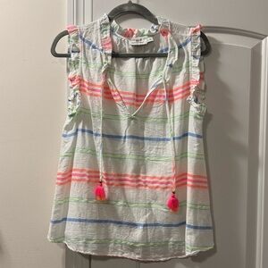 Vineyard Vines Multicolor Striped Blouse with Tassels
